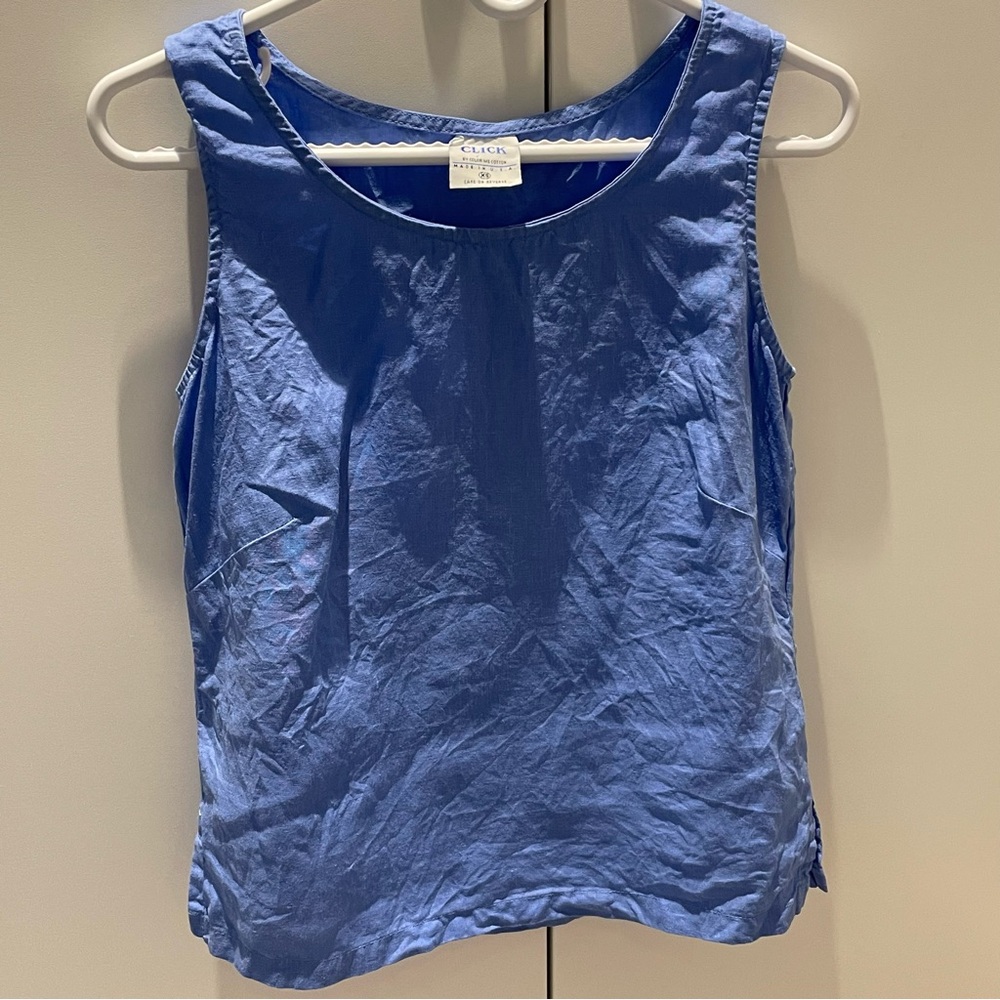 108. 100% Linen Blue Tank Top